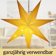 LED-julstjärna, krämfärgat papper, 60 cm, 7 armar