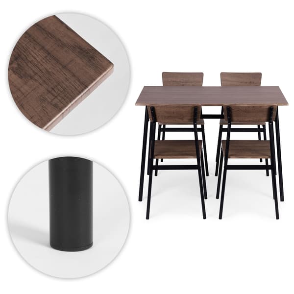 Matbordsset med 4 stolar, MDF och stål