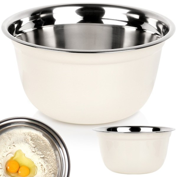 Hvid køkkenskål i stål 26 cm, 4,2 l