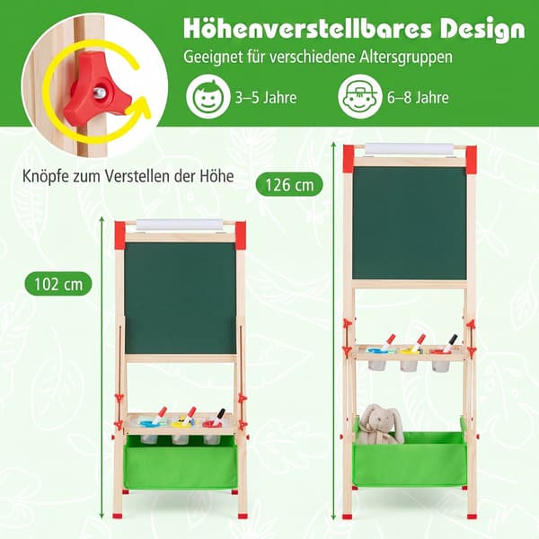 Justerbart børnestaffeli med magnetisk tavle og whiteboard