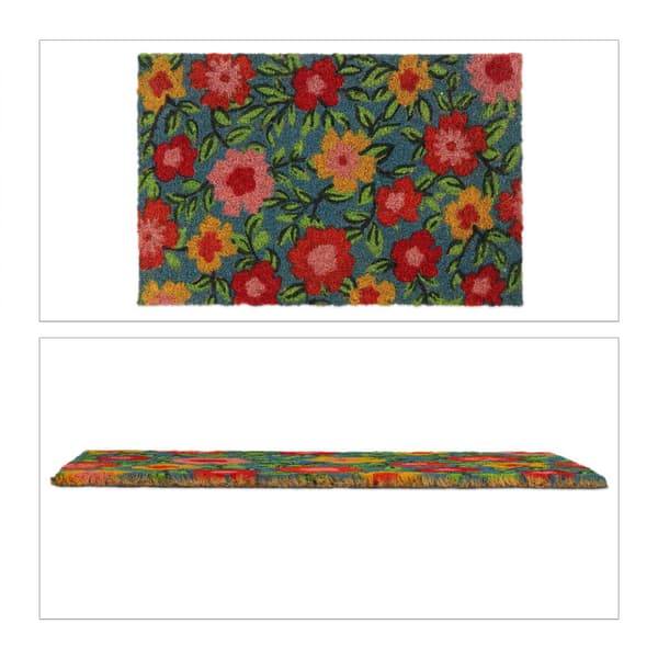 Dørmåtte kokosfiber med blomster