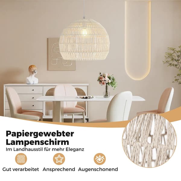 Boho pendel, justerbar højde, papirskærm