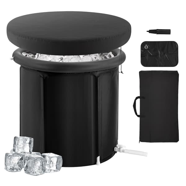 Isbadkar, uppblåsbart och bärbart, 290 liter med lock