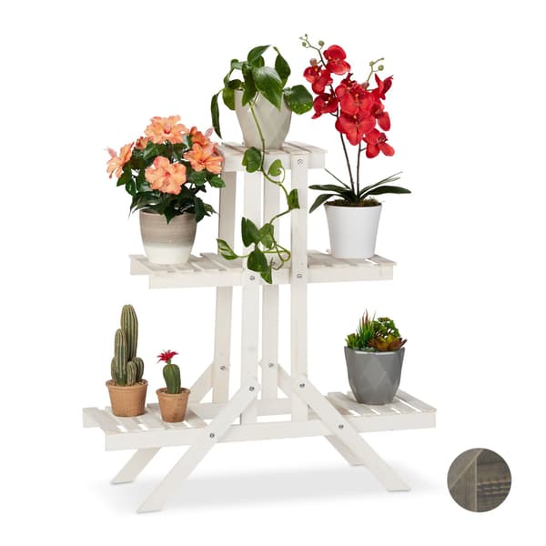 Blomstrappa i trä med 3 trappsteg