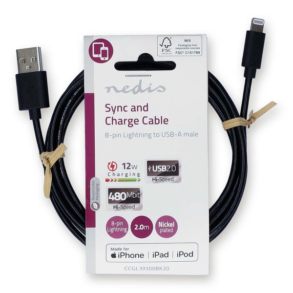 Lightning Kabel | USB 2.0 | Apple Lightning, 8-stifts | USB-A Ha