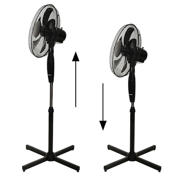 Stående gulvventilator 45W – 3 tilstande, 5 blade, sort