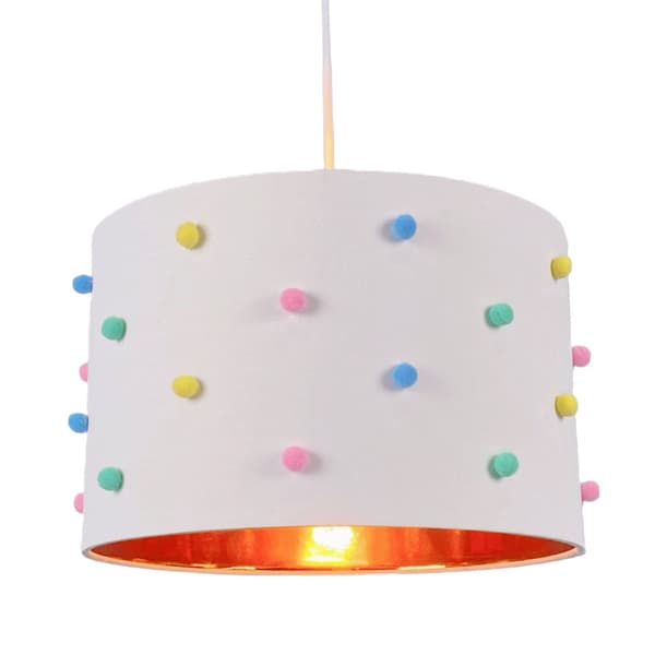 Barnrumslampa med färgglada pompoms