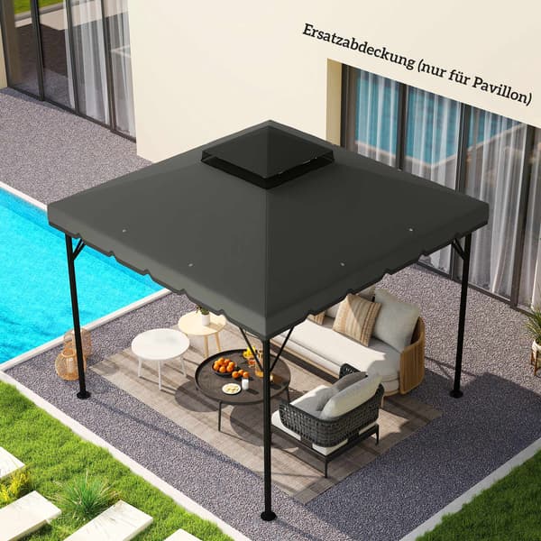 Udskiftningsbaldakin til pavillon, 3x3m, dobbeltlags, UPF 30+