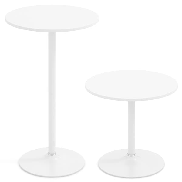 Justerbart bistrobordsæt, 2 højder, 60 cm diameter, hvid