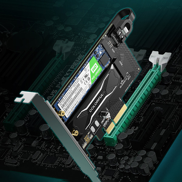 Expansionskort PCIe 3.0 x4-adapter, ytterligare två SSD-platser M.2 M-Key och M.2 B-Key