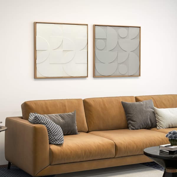 3D-geometrinen seinätaidesarja, 2 osaa, 80x80 cm, valkoinen