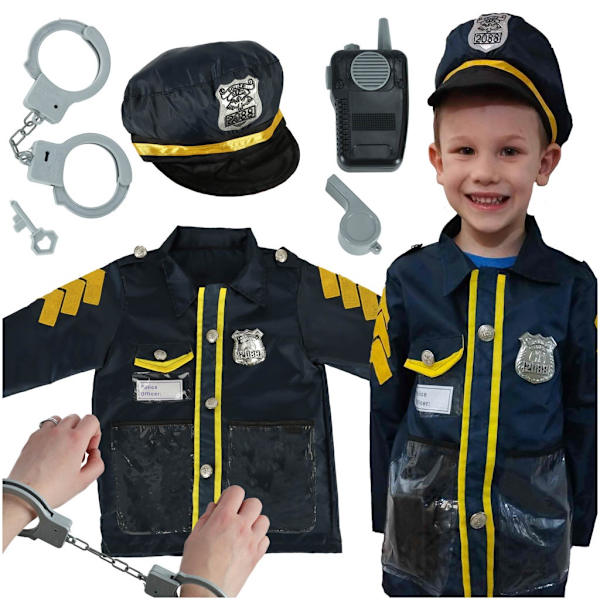 Karnevaaliasu, poliisin käsiraudat setti 3-8 vuotta vanha