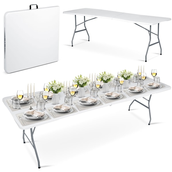 Fällbart trädgårdsserveringsbord 244 cm Plonos vit