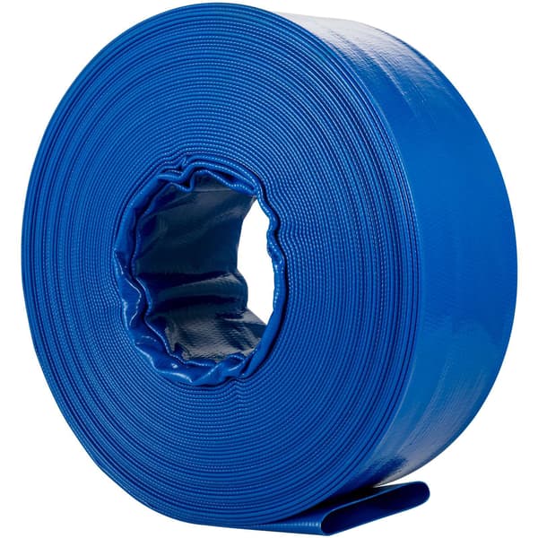 Plan utloppsslang, 38 mm x 32 m PVC med klämmor