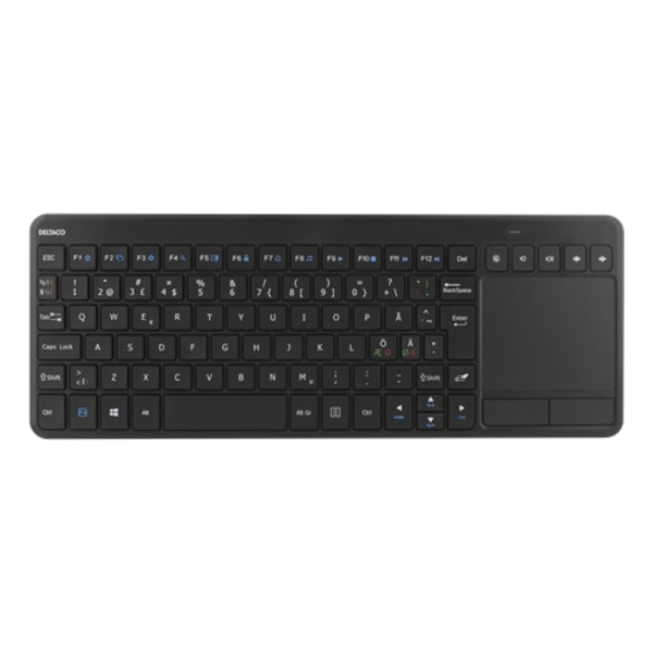 DELTACO TB-504 Trådlöst minitangentbord, nordisk layout, pekplatta, USB - Svart Svart