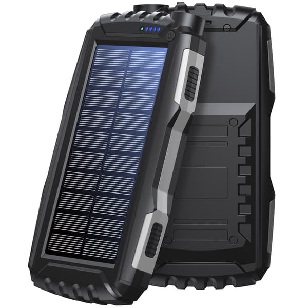 PowerBank 20.000 mAh Solcelle Sort