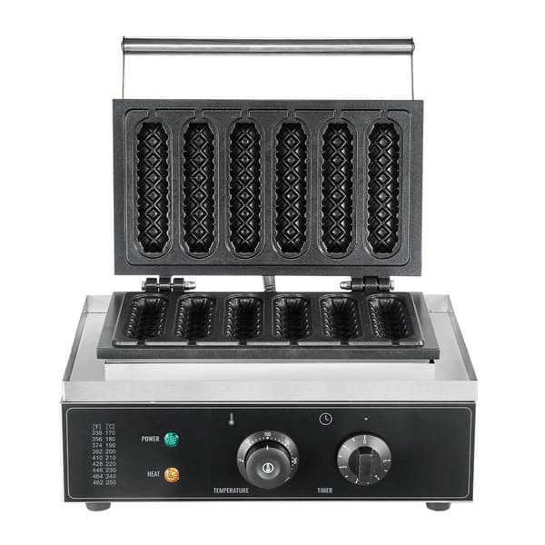 Professionel vaffeljern, 6-pinde 1500W, temperaturtimer