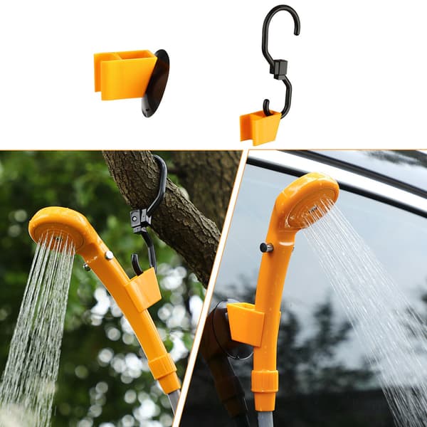 Bärbar 12V campingdusch, 5m kabel, justerbart tryck
