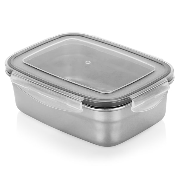 Teräksinen ruokasäiliö kannella ja tiivisteellä 700 ml