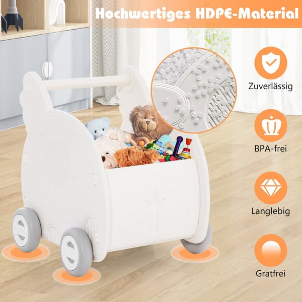 Gåstol med 4 hjul, elefantformad, vit, HDPE