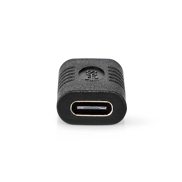 USB-C™ Adapter | USB 3.2 Gen 2 | USB-C™ Hona | USB-C™ Hona | 4K@60Hz | 10 Gbps | Rund | Nickelplaterad | Svart | Kuvert