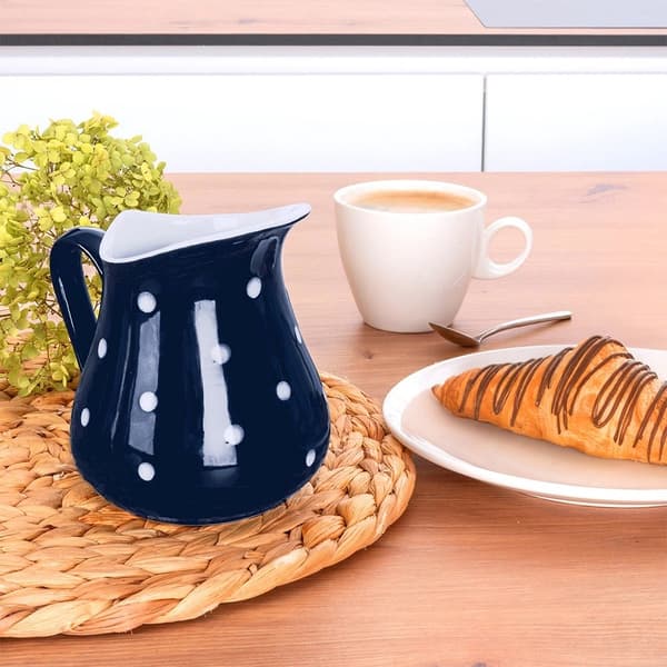 Keramisk kanna, marinblå, 480 ml, prickig design