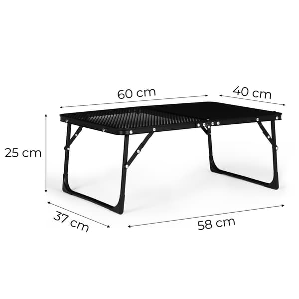 Hopfällbart campingbord 60x40 cm, svart, aluminiumram