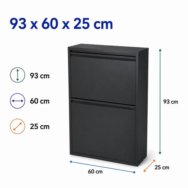 4-facks papperskorg, 4x18L, svart stål