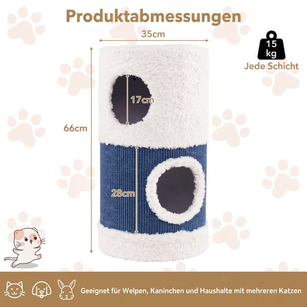 Kattehus i 2 niveauer med sisal kradsemåtte og gemmested