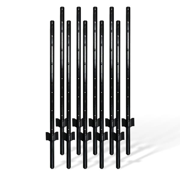 Svarta stålstaketstolpar, 90 cm, set om 10