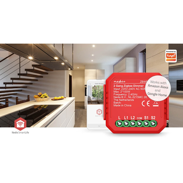 SmartLife Strömbrytare | Zigbee 3.0 | 2x100 W | Terminalanslutning | App tillgänglig för: Android™ / IOS