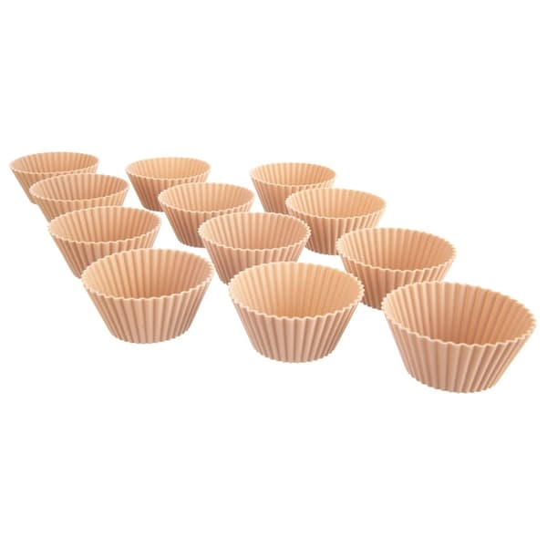 Silikone muffinforme, beige, 5,5 cm, sæt med 12