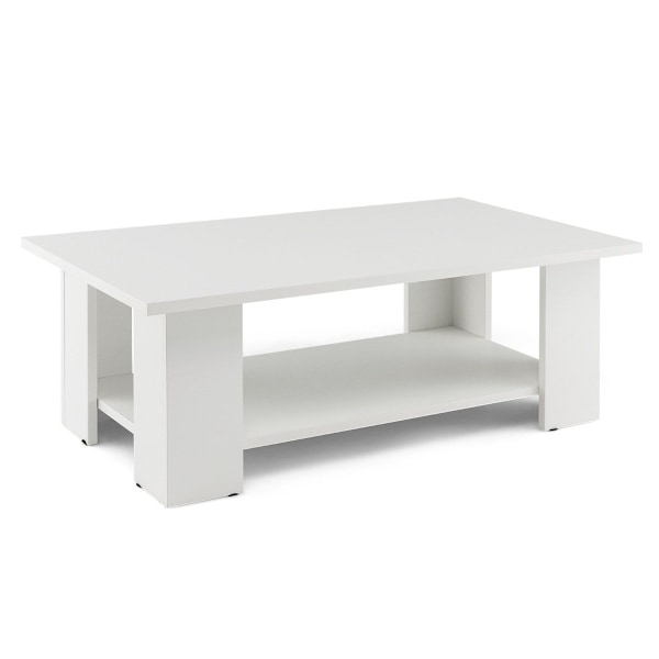 Sofabord i 2 plan af træ, sidebord, bæreevne op til 125 kg, 90 x 52 x 32 cm, hvid