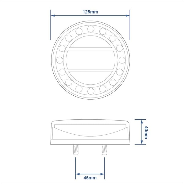 Baklykta 12/24V 4 funktioner 125mm LED