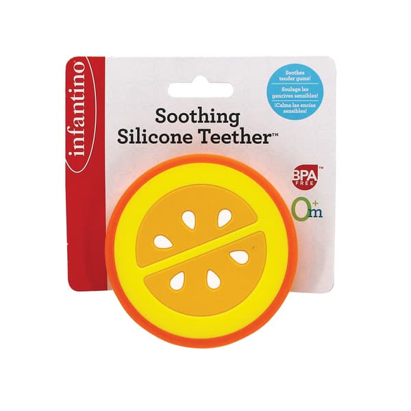 Infantino lugnande silikonbitring, orange