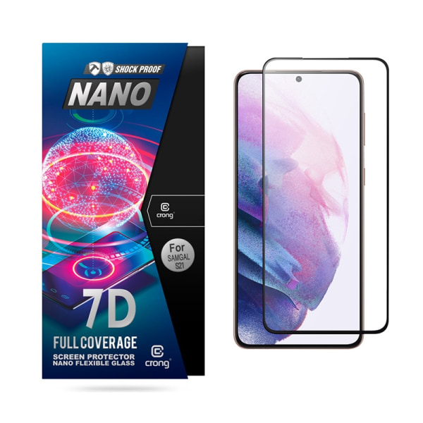 Crong 7D Nano Fleksibelt Glas – Fulddækkende Hybrid Skærmbeskytter 9H Samsung Galaxy S21