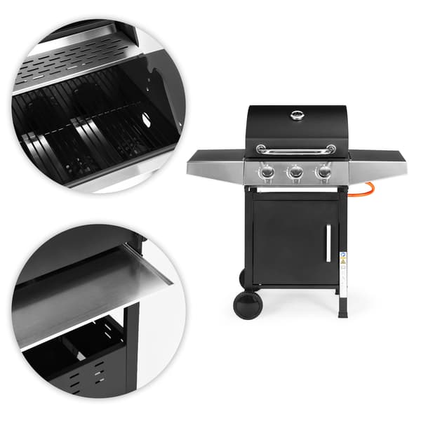 Gashavegrill 10,2 kW – stor rist, 3 brændere, termometer, regulator MultiGarden