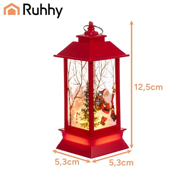 Rød LED julelanterne, batteridrevet, 12,5 cm