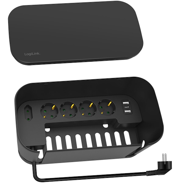 Kaapelirasia - Kaapelin piilotin haaroittimella + USB-A/USB-C lataus Musta