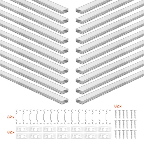 LED-aluminiumkanal, U-formad 1,8 m, mjölkigt lock, 20-pack