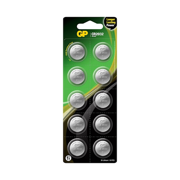 GP Lithium Møntcelle CR2032 10-pak