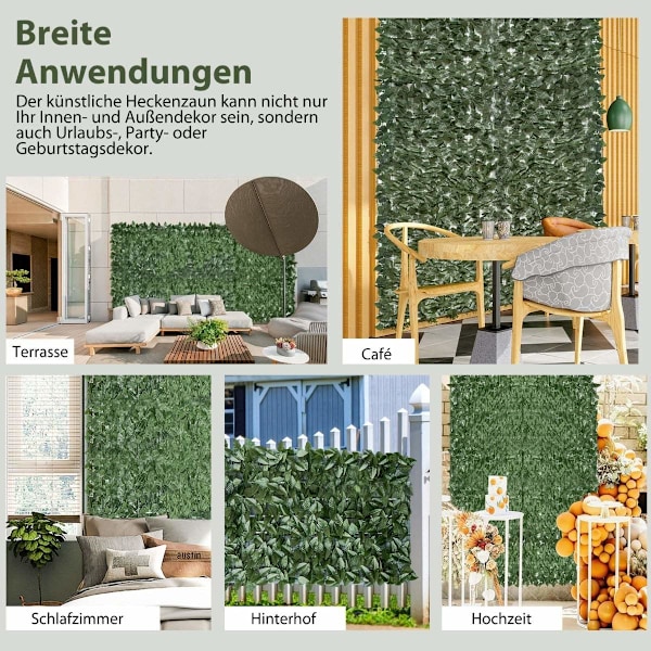 300 x 100 cm konstgjorda växtväggmurgrönablad insynsskydd häck växt vindskydd
