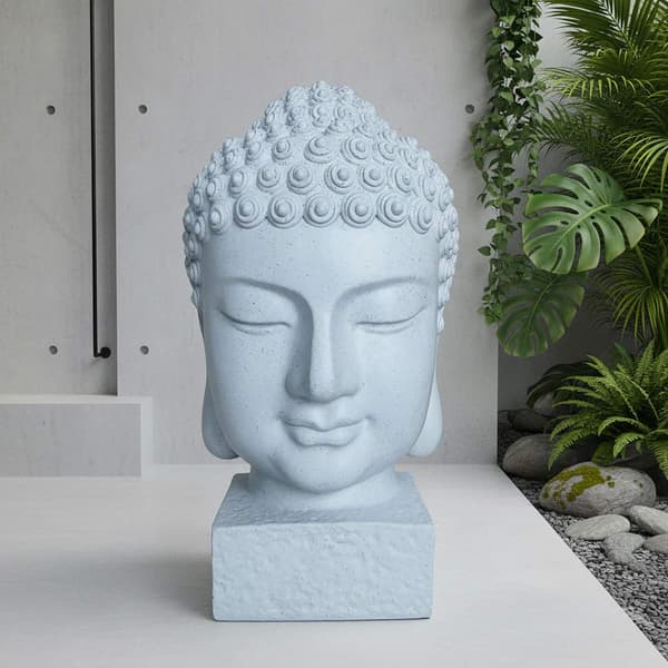Buddhan pääveistos, 70 cm, säänkestävä polyresiini