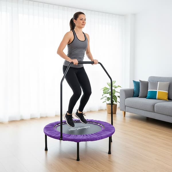Mini-trampolin med säkerhetsstång, 102 cm diameter
