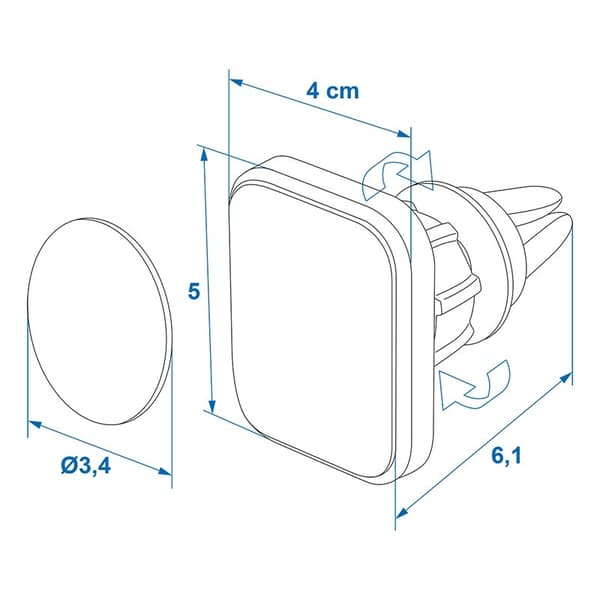 Universal smartphone holder med magnet til ventilationsgitter