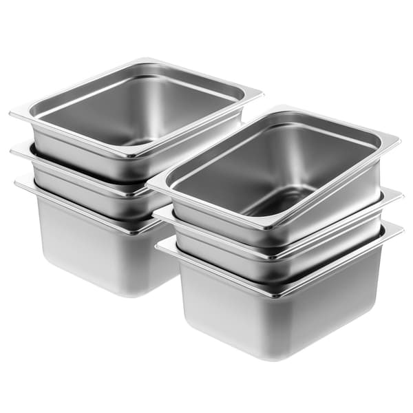 Hotelpander, 6-pak, 1/2-størrelse rustfrit stål, 15 cm dyb