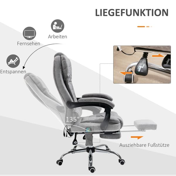 Ergonomisk kontorstol med massage, hvile og varme, grå