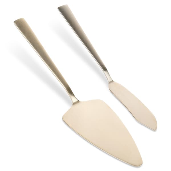 Kagespatel og kniv, stål, guld, 2 stk.