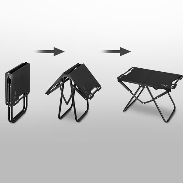 Hopfällbart campingbord, svart, stålram med överdrag