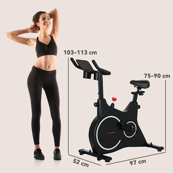 Liggende ergometer til hjemmemotionscykel med magnetisk modstand, LCD-skærm, siddende ergometer med justerbart sæde og håndtag, tabletholder, flaskeho